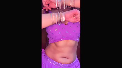 Chandini sexy bid deep navel hole in violet dress 2
