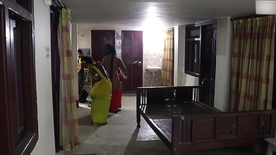 Hot Baba enjoying boob of yellow saree lady