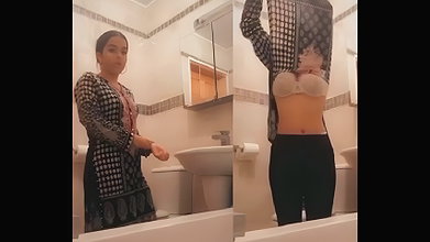 Sexy Paki Girl Striping in Bathroom