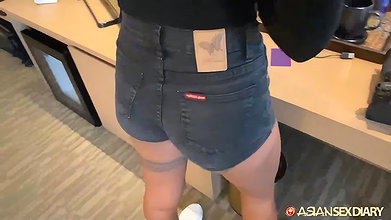 AsianSexDiary Curly Haired Filipina Deep Throats White Cock