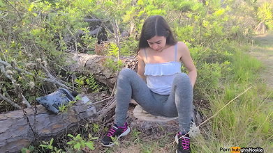 54Girl sing On Stump 4K Public Forest sing