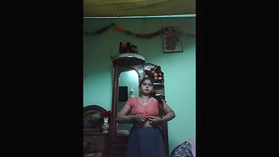 Sexy Housewife Stripping Saree & Blouse to Show Boobs & Pussy