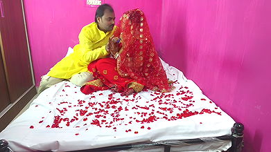 Newly married indian first night Sex and romance video, boobs press removal saree blouse