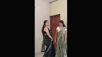cute malayali girl sexy pierced navel dance in black saree 22