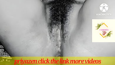 Hairy pussy Indian MILF fingering her pussy on the red chair