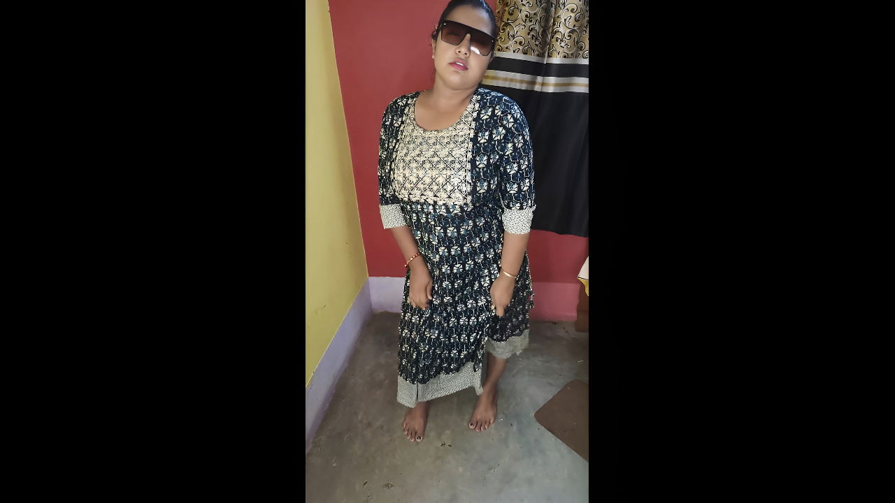 Indian peeing at her home