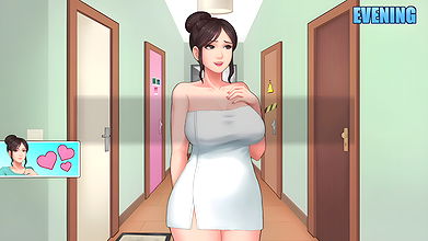 My Own Step MOM Bath With Door Opened & Caught Me Masturbate For Her Big Juicy Butts to Make Pregnant