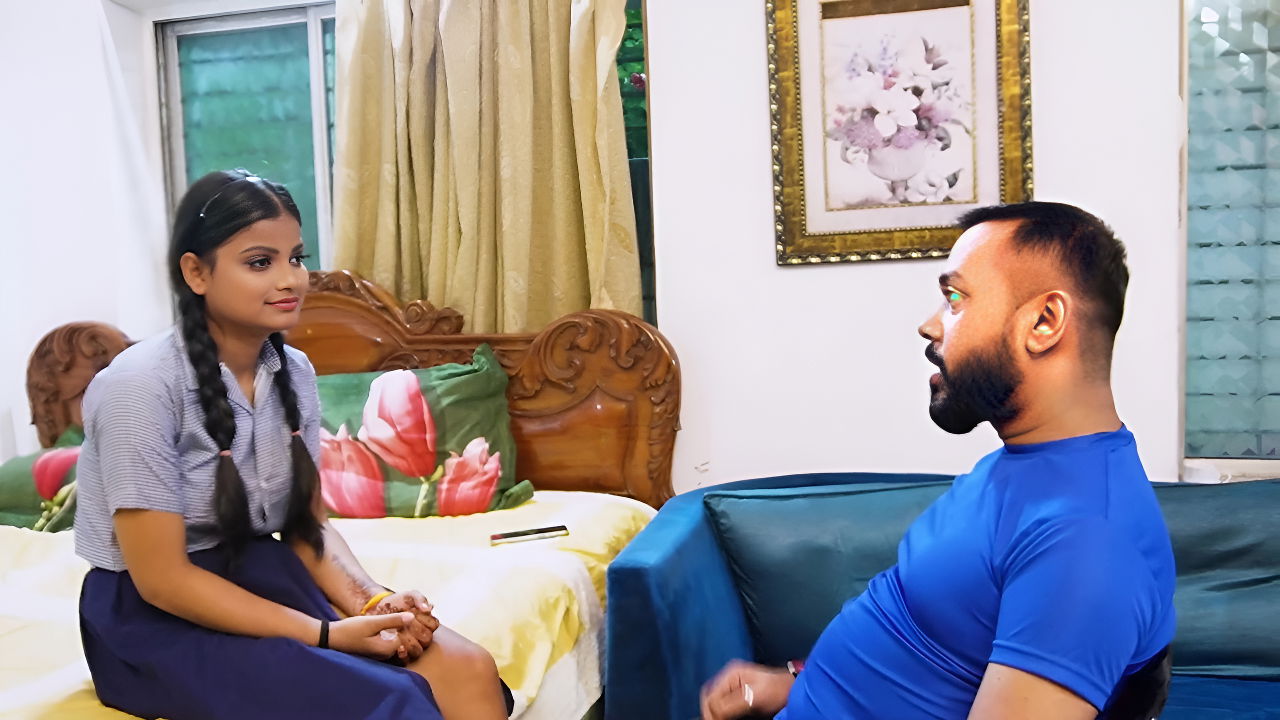 A Tution Teacher & Step Brother Fucked His Sexy Student, Hardcore Threesome Sex