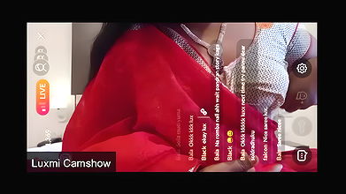 Camshow in Red Saree Strip to Pussy Show