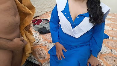 Indian Stepsister Surprises Her Stepbrother by Wearing a School Uniform