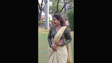 sexy telugu girl deep navel in cream saree 22