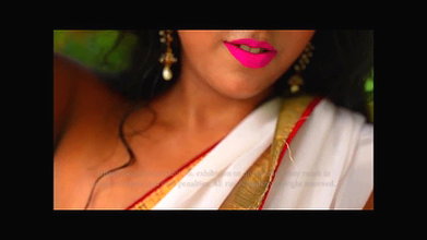 Roohi_White_Saree_no blouse with boobs