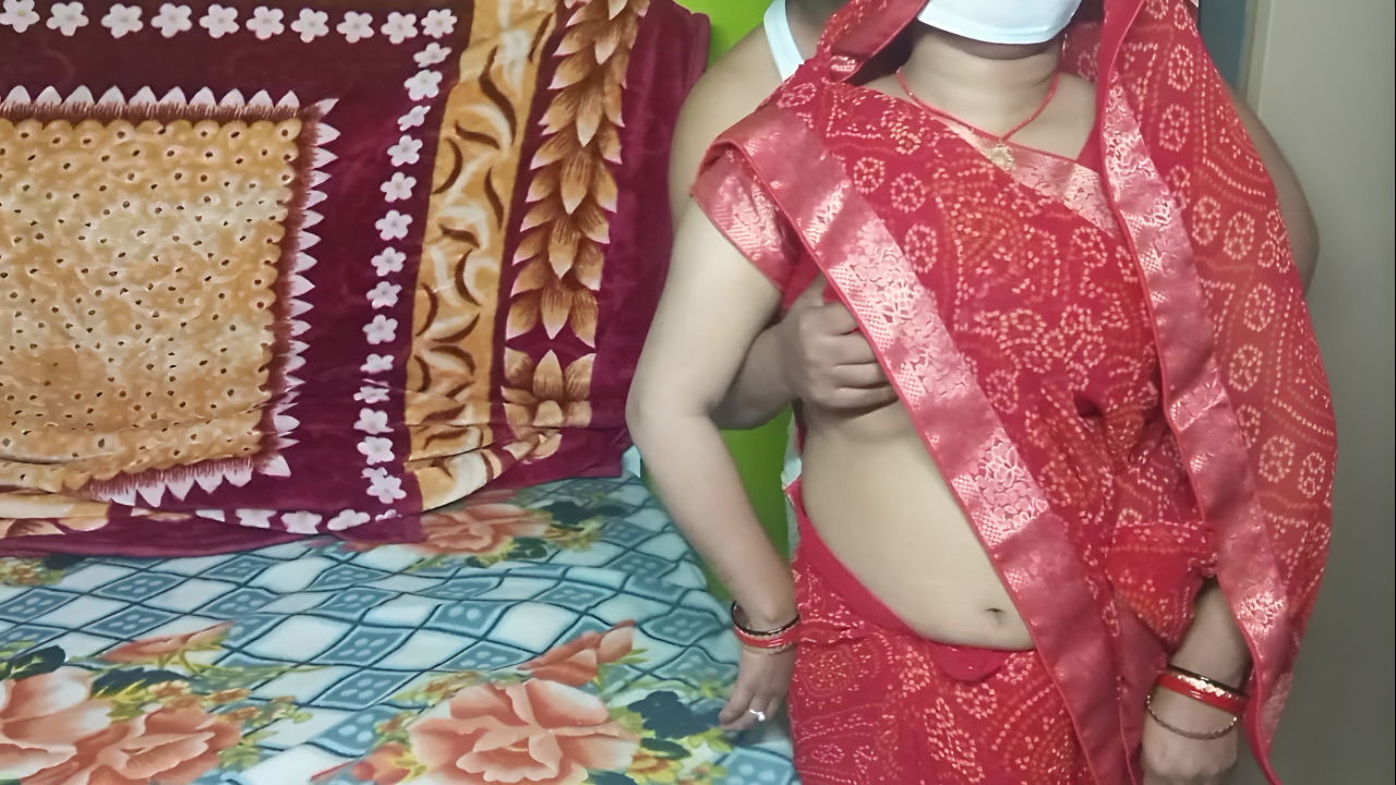 Stepbrother in Law Left Stepsister in Law in Red Saree