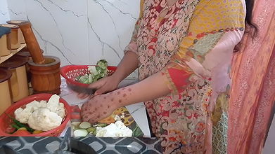 Desi Bhabhi Fucked While Cutting Vegetables in the Kitchen