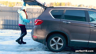 Perfect 18 with Amelia Ost in Curvy brunette Amelia Ost masturbating