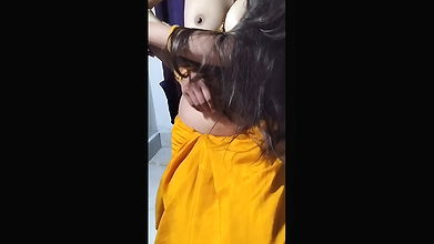 Hot Wife Yellow Shari Solo