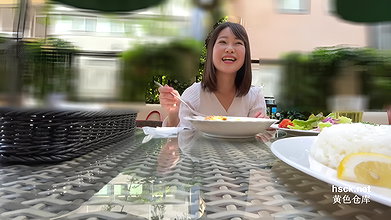 Asian angel. Cute girl having fun