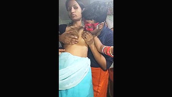 Village Couple Nude on Live Show Boobs Pressed hard for Milk
