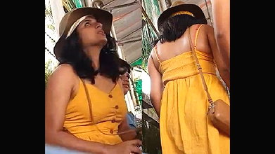 Sexy girl in hot yellow costume