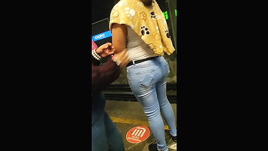 Two fat ass girls waiting for metro