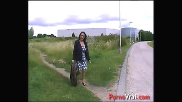 Hairy pussy whore banged outdoor