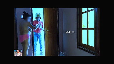 18 week pregnant milf Prank without bra with a delivery guy.