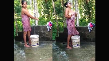 Village girl Outdoor bath
