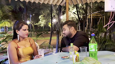 The Guy Is Walking the Girl Around the Garden and Asking Her to Fuck Him