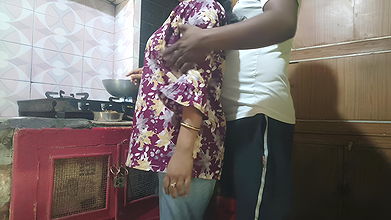 Sister in law first time open sex at kitchen when she cooking