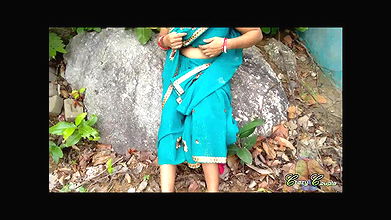 Indian Desi Girlfriend in Open Field Village Outdoor Sex in Forest on Rock
