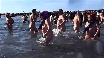 Blonde Lass Topless Beach Fun My Desi