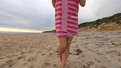 Risky Public Beach Pussy Flash Blowjob Cumwalk for Horny Teen_b47e2c64