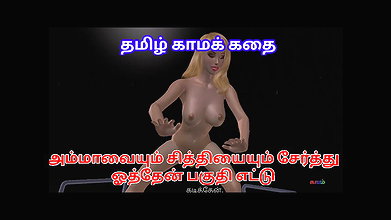 Tamil audio Sex Story – Chitiyoda pundai pakuthi ettu – Animated cartoon video of a cute blonde girl having solo fun.