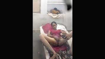 Unsatisfied village bhabhi masturbation for lover on vc,secretly recorded by neighbour from window