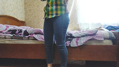 in my bedroom my girlfriend undresses and shows herself to me