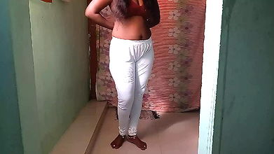 Indian girl in leggings.