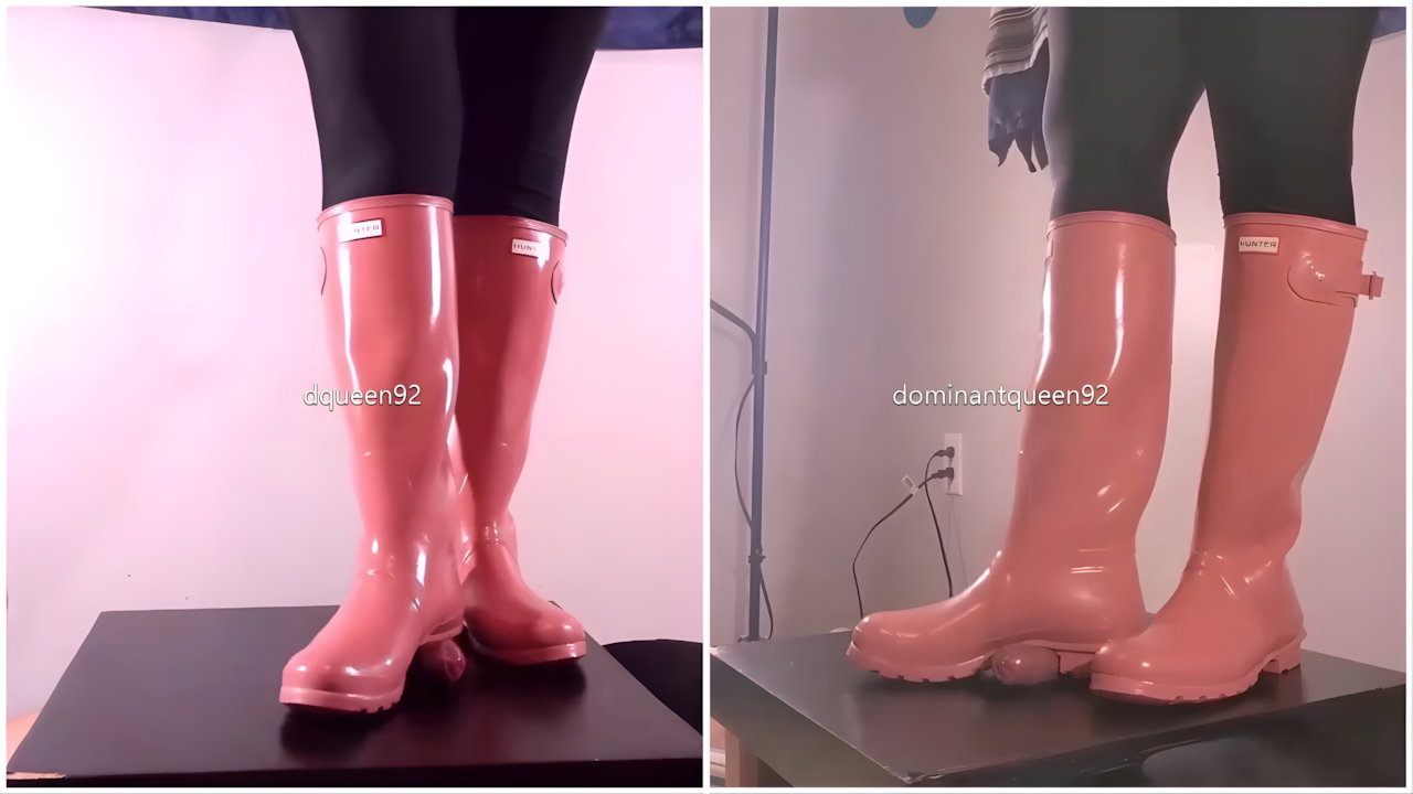 Amateur Bootjob in Pink Hunter Boots My Desi