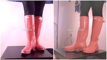 Amateur Bootjob in Pink Hunter Boots My Desi