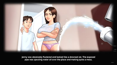 Stepson Peeks at Stepsister Showering in Summertime Saga My Desi