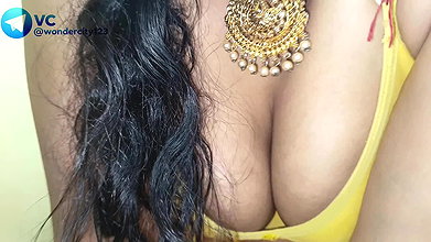 Yellow saree hot breast nipple licking