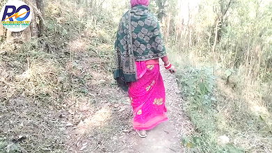 I went for a walk in the jungle of the desi village and I lifted my saree and showed my ass and breasts and pussy and inserted m